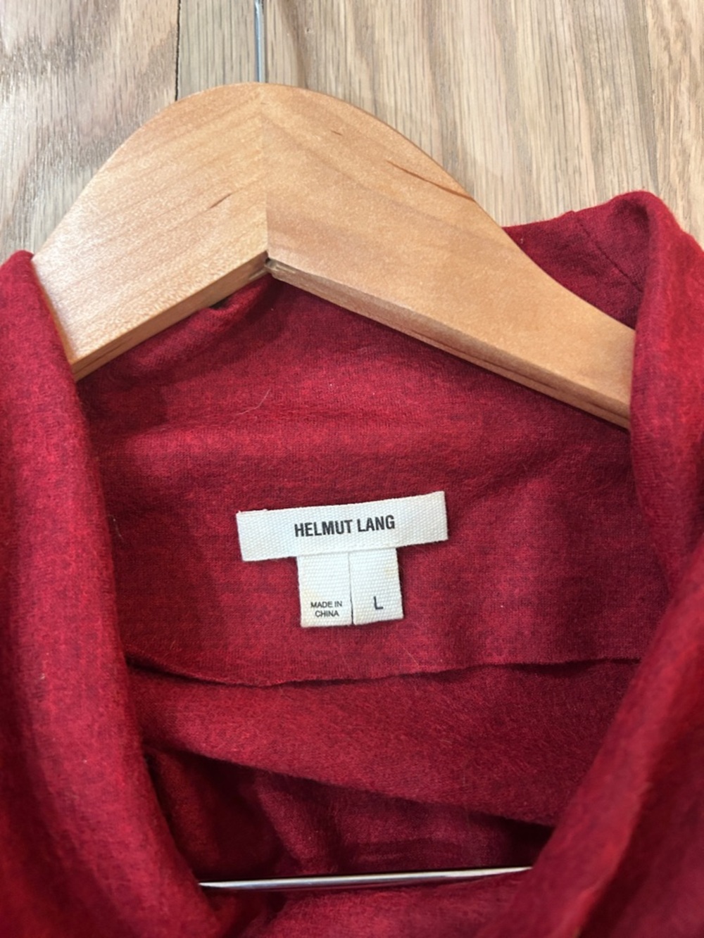 Helmut Lang Sleeveless Draped Midi wool Dress in Deep Red - Picture 4 of 8